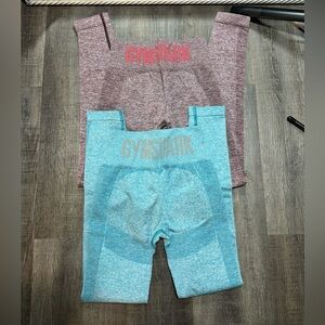 Gymshark Leggings in Light Blue and Maroon